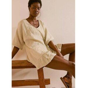 NWT Free People So Lively Ruffled Shapeless Flouncy Romper in Beige Women's M